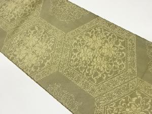 亀甲に花唐草模様織出しリバーシブル全通袋帯